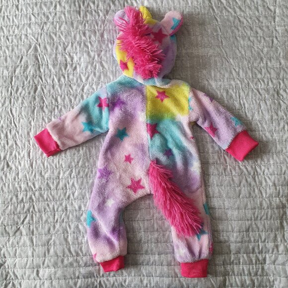 Unicorn Baby Costume Size 0-3 Months Onepiece Hooded Romper - Picture 2 of 8